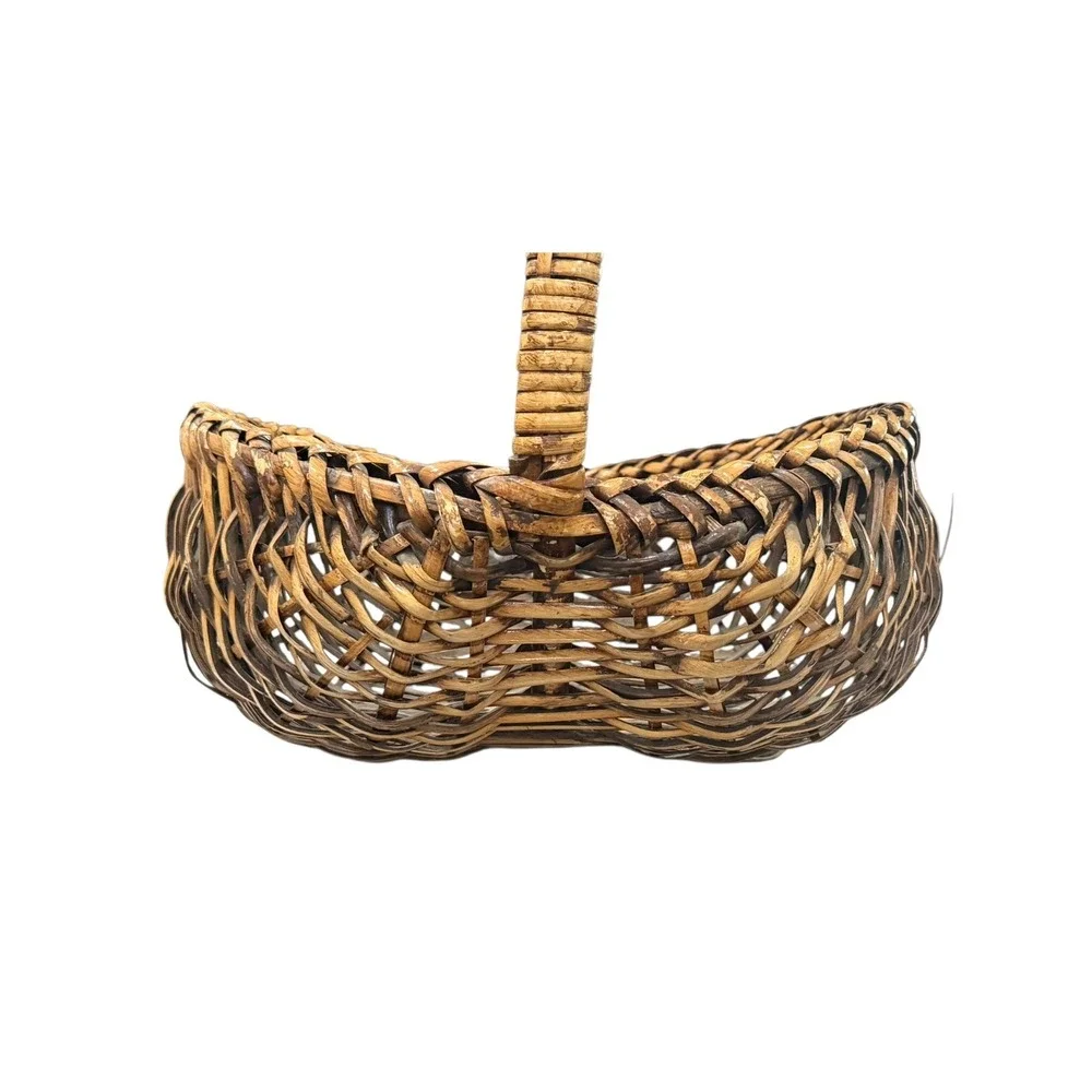 Vintage‎ Woven Buttocks Basket Rustic Primitive Wicker Gathering Farmhouse Decor